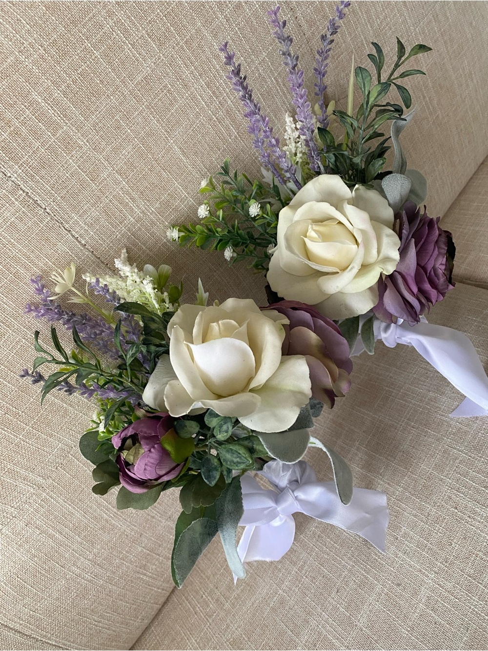 (1) Bridal & (5) Bridesmaid Bouquets - Lavender, White, Sage Floral Bouquet